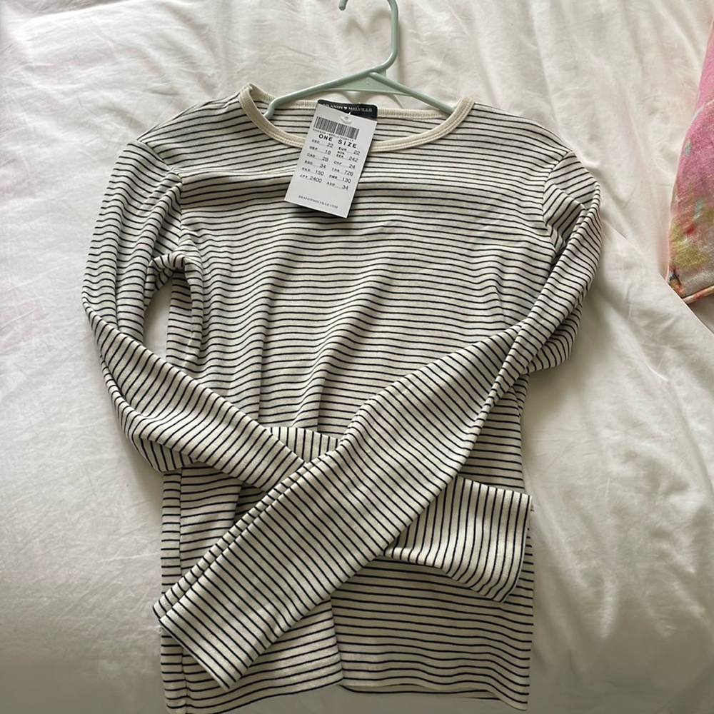 Brandy Melville cream and black stripe long sleeve NWT